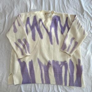 Altar’d State Cream & Lavender Abstract Knit Sweater | Size S/M